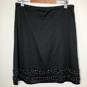 BODEN Black Wooden Beaded Trim Knee Lengthโ Skirt Size 14R